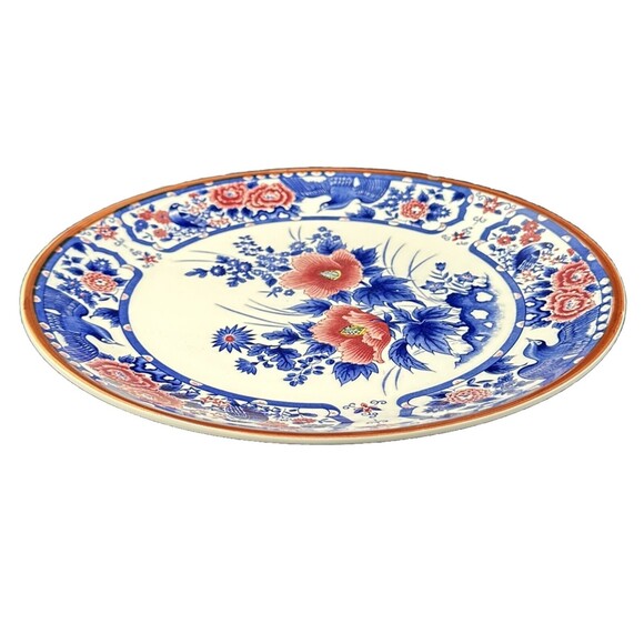 Cost Plus Vtg Beautiful Blue Mauve Round Floral Fine China Platter made in Japan - Picture 7 of 8